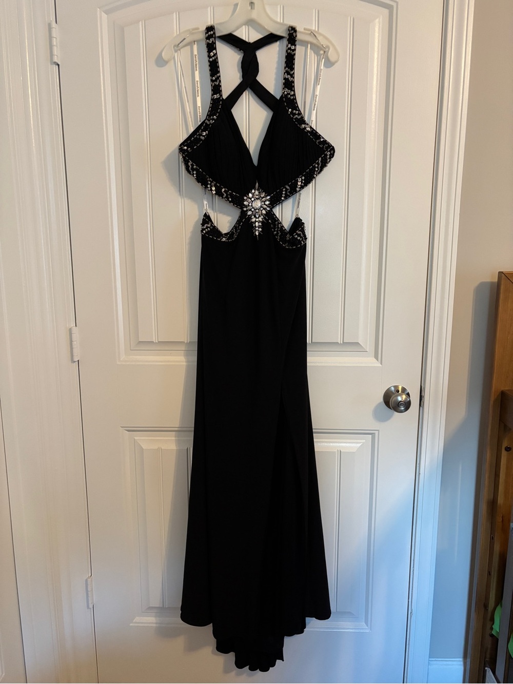 Black Beaded Cutout Evening Gown - David’s Bridal